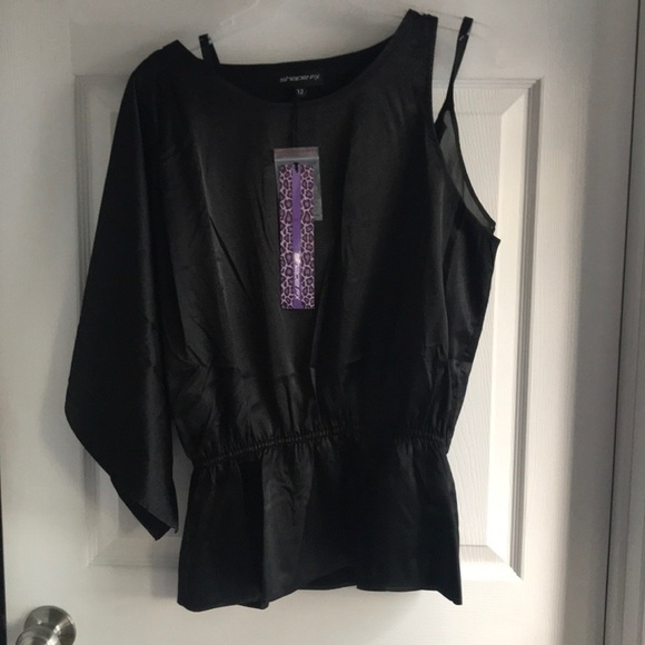 Shape FX Tops - NWT silky black blouse 12
